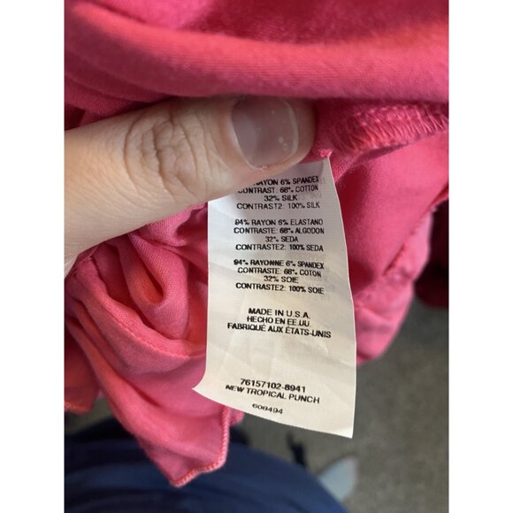 Bebe Y2K Silk Medium Pink Ruffle Sheer Puff Sleeve Midi Belted Dress - Picture 8 of 8